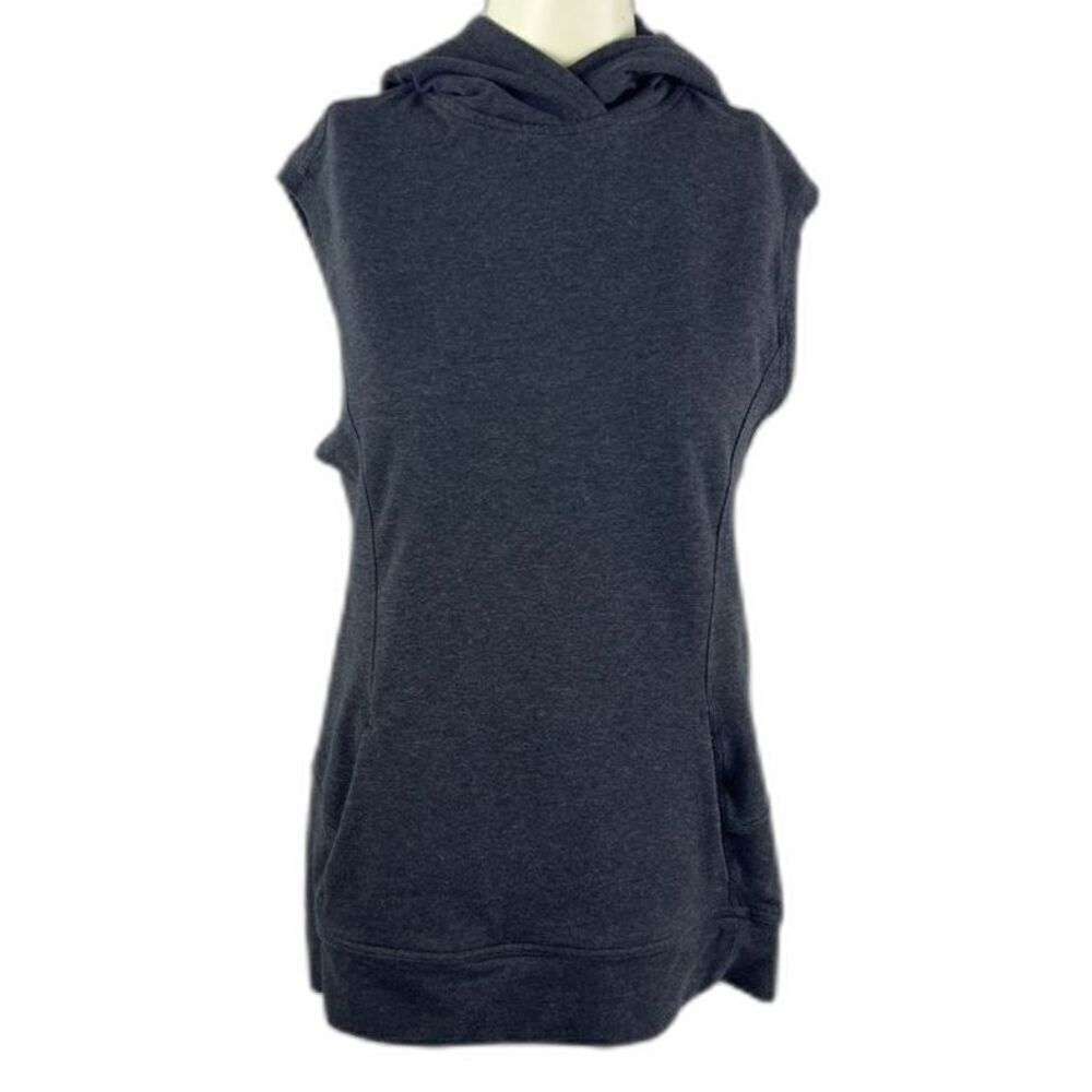 Lululemon Blissed Out Sleeveless Hoodie Pullover Sweatshirt Heather Black sz 4
